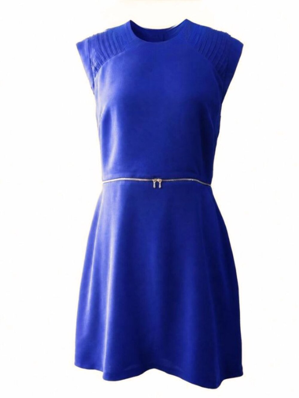 Sandro silk pleated A-line dress w/zip waist detail 2 EUC